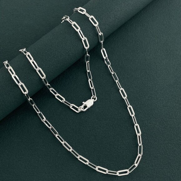 Women's 925 Sterling Silver 4mm Paperclip chain Necklace - Picture 5 of 8